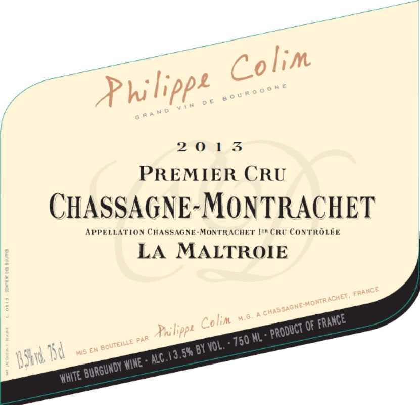 Philippe Colin Chassagne-Montrachet La Maltroie Premier Cru 2013 Front Label
