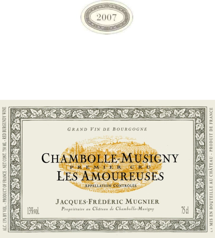 Domaine Jacques-Frederic Mugnier Chambolle-Musigny Les Amoureuses Premier Cru 2007 Front Label