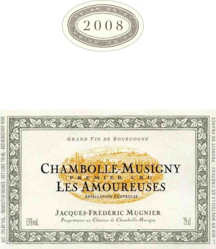 Domaine Jacques-Frederic Mugnier Chambolle-Musigny Les Amoureuses Premier Cru 2008 Front Label