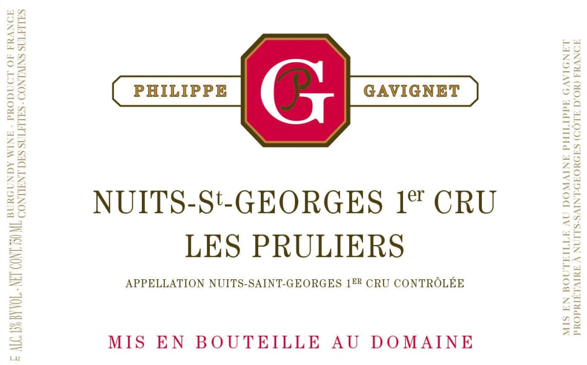 Philippe Gavignet Nuits-St-Georges Les Pruliers Premier Cru 2011 Front Label
