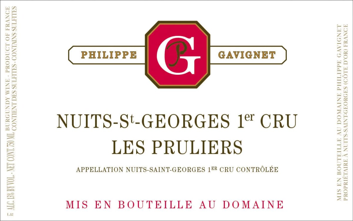 Philippe Gavignet Nuits-St-Georges Les Pruliers Premier Cru 2012 Front Label