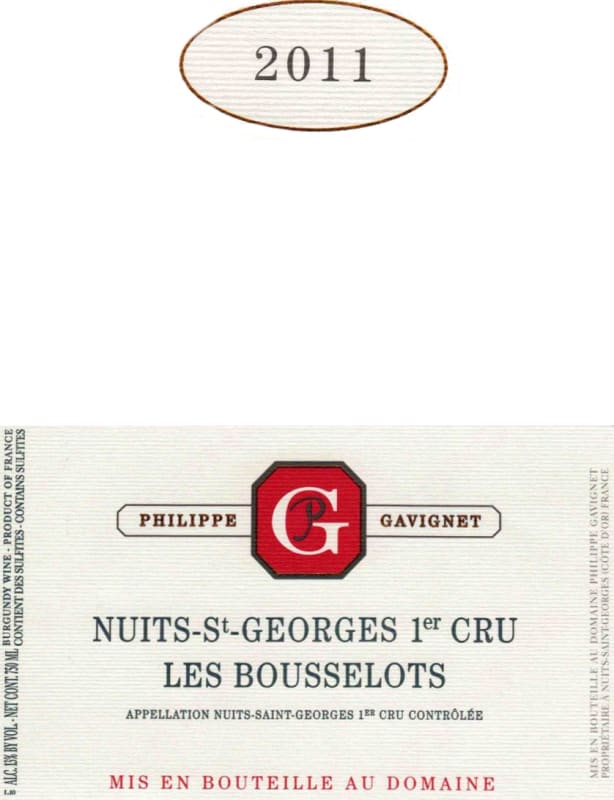 Philippe Gavignet Nuits-St.-Georges Les Bousselots Premier Cru 2011 Front Label