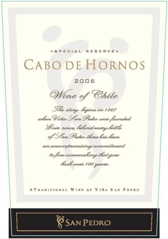 Vina San Pedro Cabo de Hornos Special Reserve 2006 Front Label