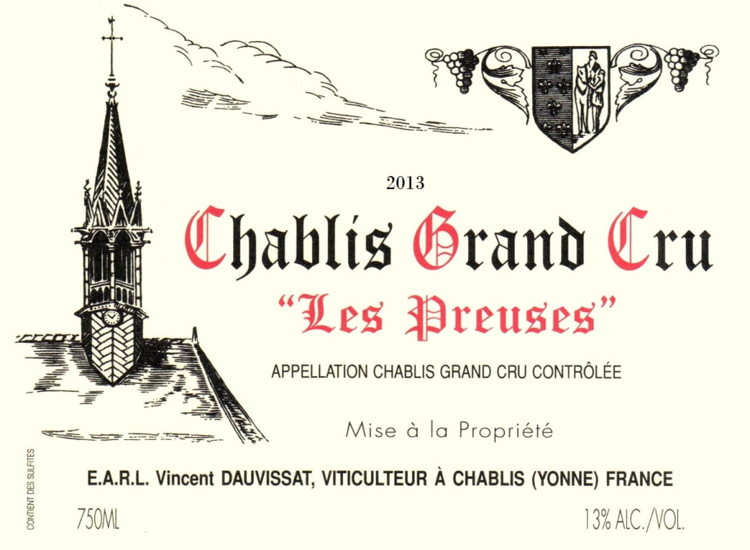 Vincent Dauvissat Chablis Grand Cru Les Preuses 2013 | Wine.com