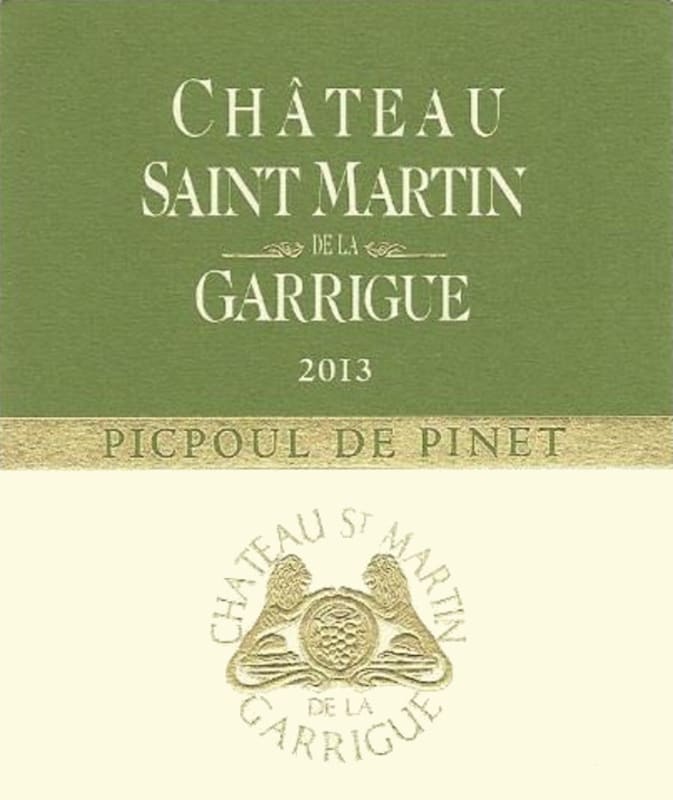 Chateau St. Martin de la Garrigue Picpoul de Pinet 2013 Front Label