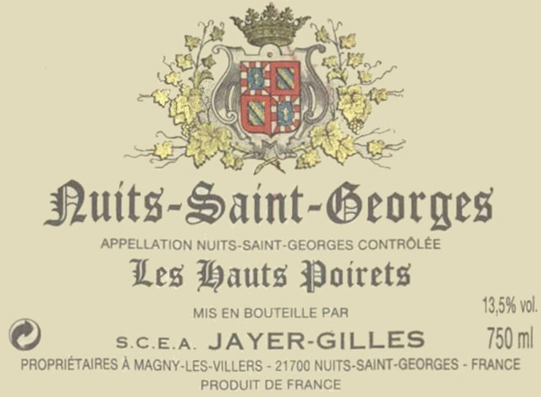 Jayer-Gilles Nuits-Saint-Georges Les Hauts Poirets 2007 Front Label
