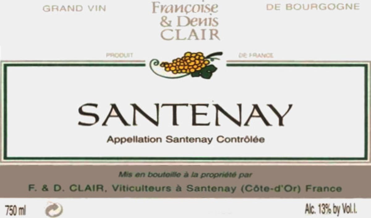 Francoise & Denis Clair Santenay Blanc 2008 Front Label