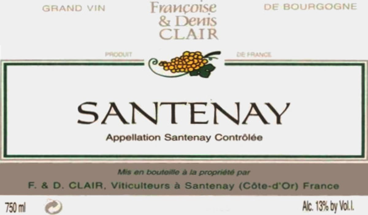 Francoise & Denis Clair Santenay Blanc 2010 Front Label
