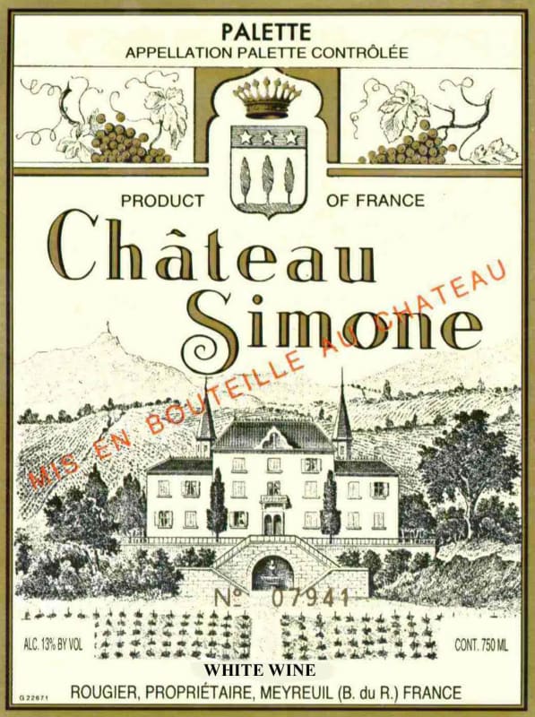 Chateau Simone Palette Blanc 2007 Front Label