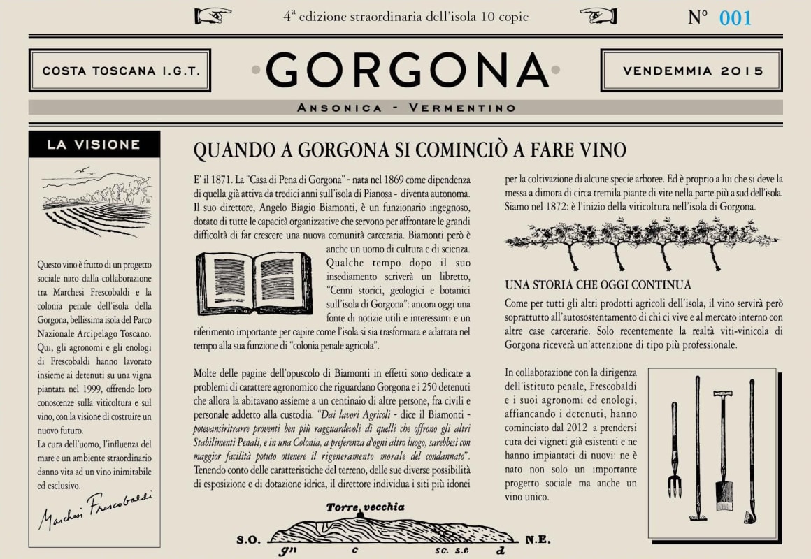 Frescobaldi Gorgona 2015 Front Label
