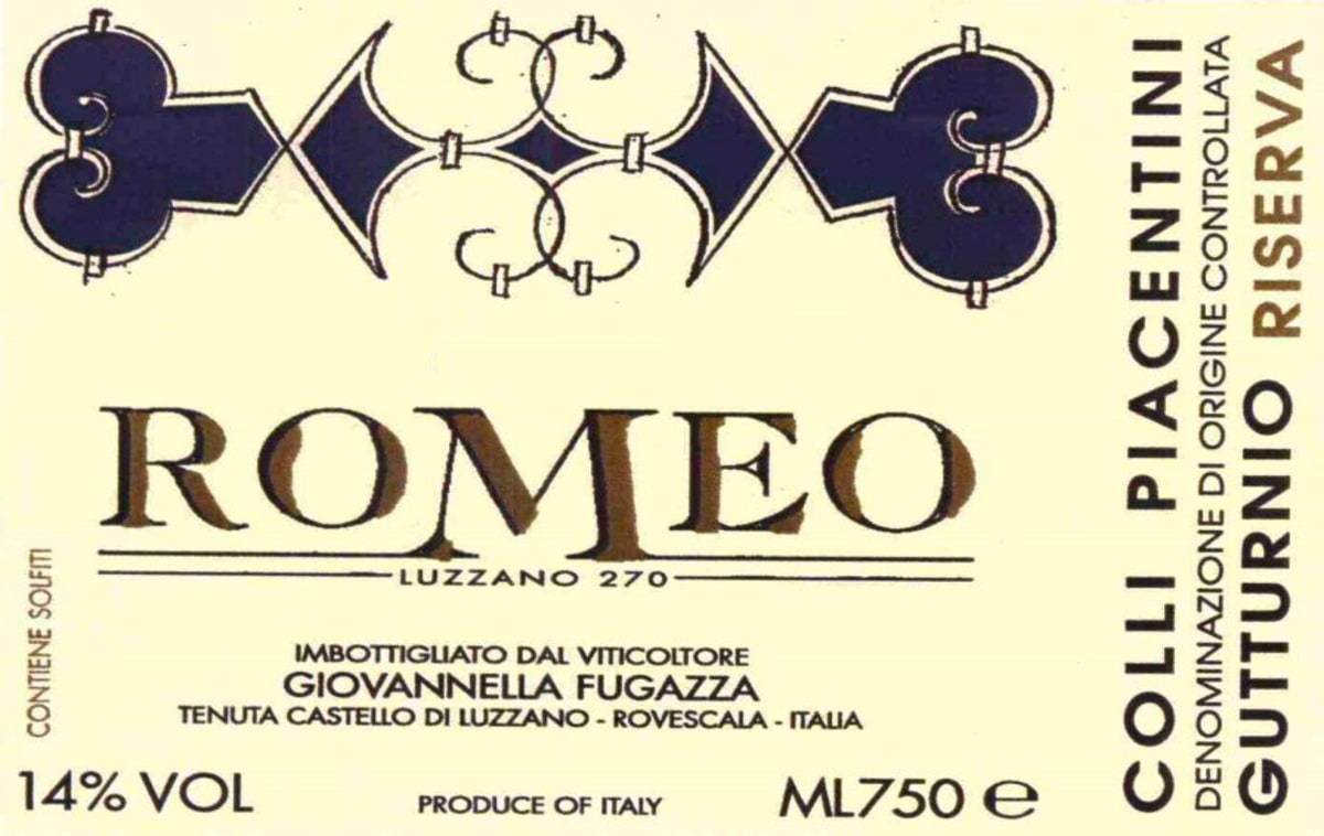 Castello di Luzzano Gutturnio Romeo Riserva 2010 Front Label