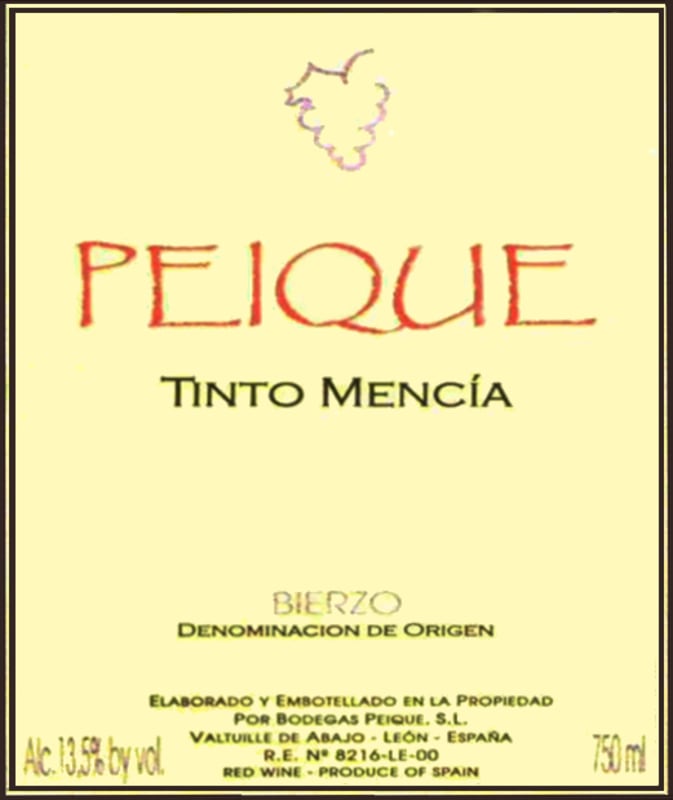 Bodegas Peique Tinto Mencia 2008 Front Label