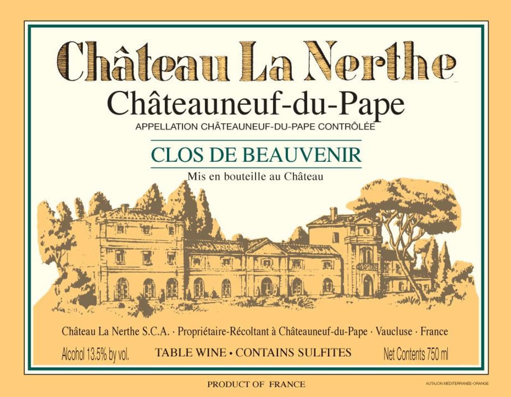 Chateau La Nerthe Chateauneuf-du-Pape Clos de Beauvenir Blanc 2010 Front Label