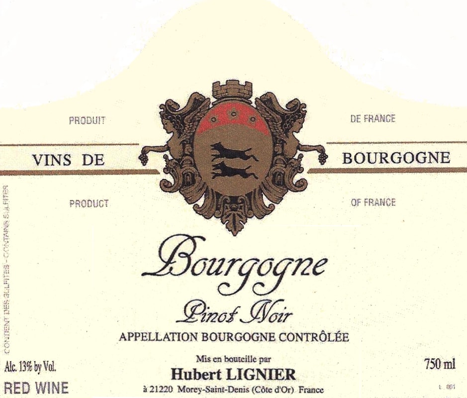 Hubert Lignier Bourgogne Rouge 2012 Front Label