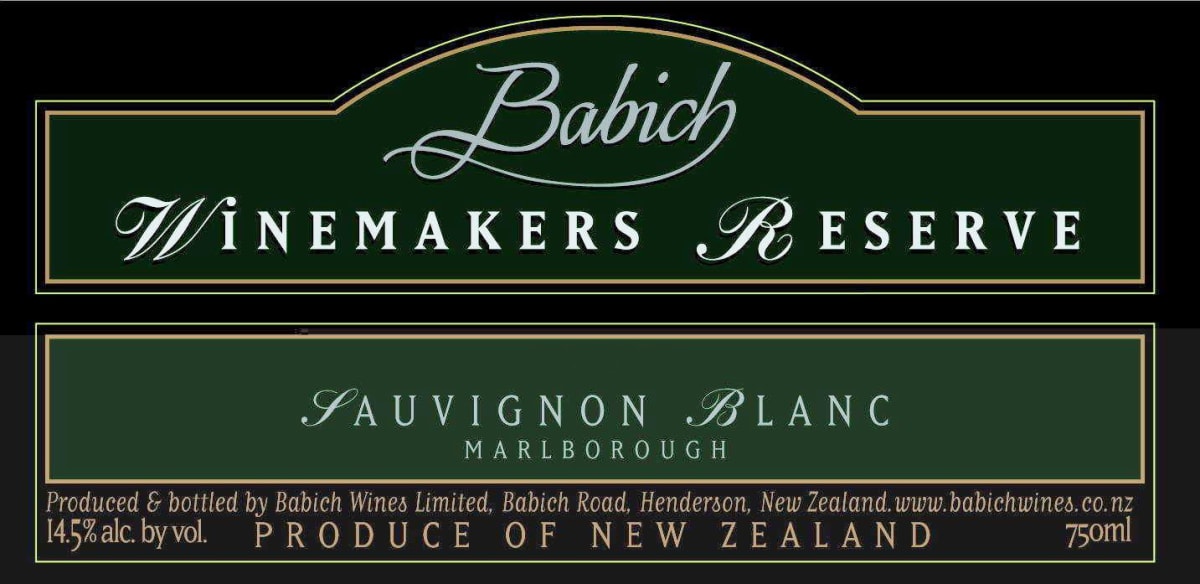 Babich Winemakers Reserve Sauvignon Blanc 2014 Front Label
