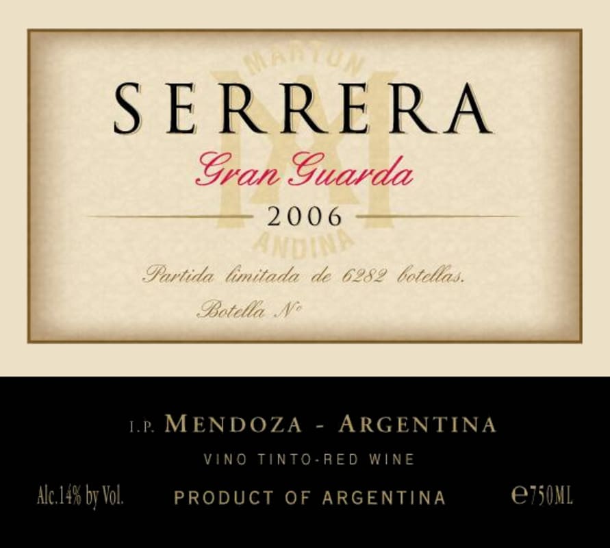 Serrera Gran Guarda Malbec 2006 Front Label