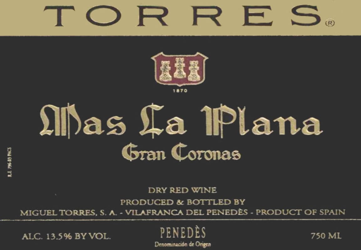 Familia Torres Mas La Plana Gran Coronas Cabernet Sauvignon 2010 Front Label