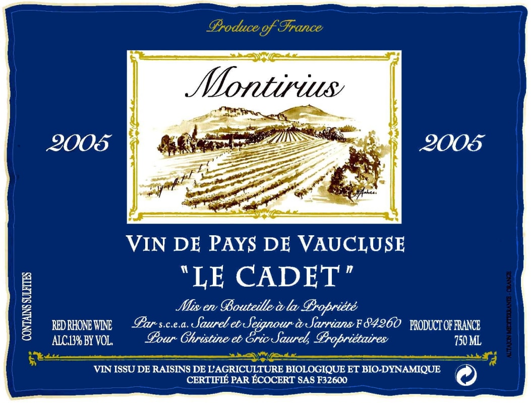 Montirius Le Cadet 2005 Front Label