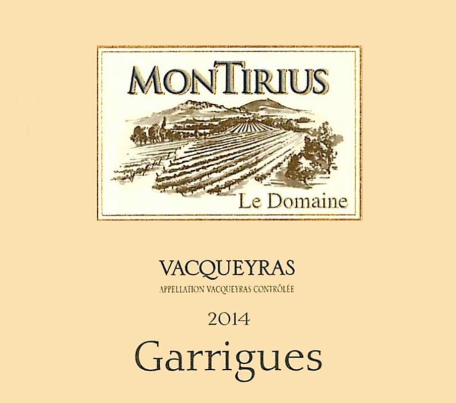 Montirius Vacqueyras Garrigues 2014 Front Label