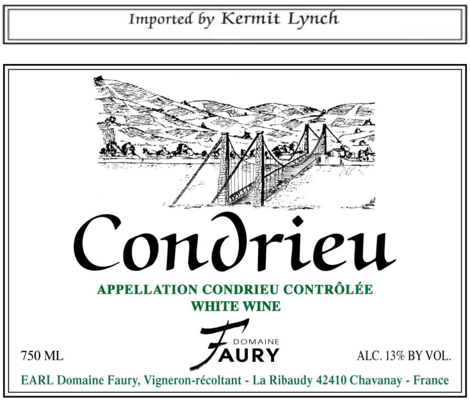 Lionel Faury Condrieu 2013 Front Label
