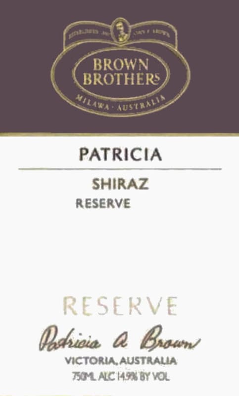 Brown Brothers Patricia Reserve Shiraz 2009 Front Label