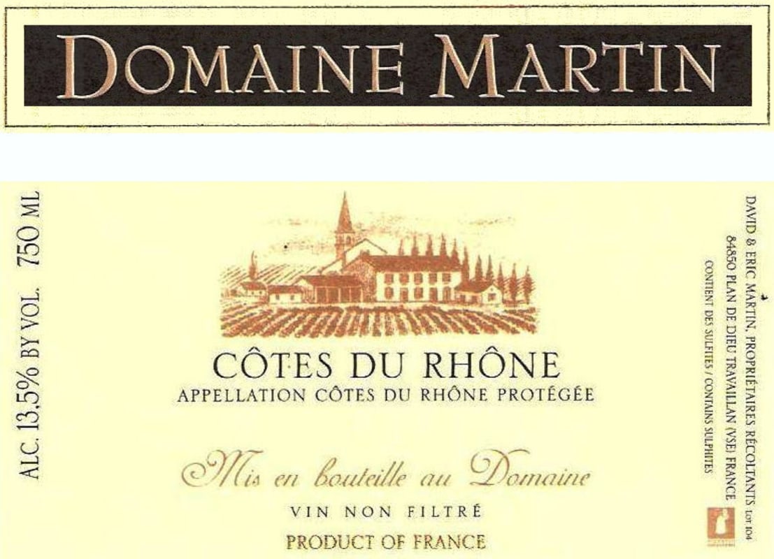 Domaine Martin Cotes du Rhone 2011 Front Label
