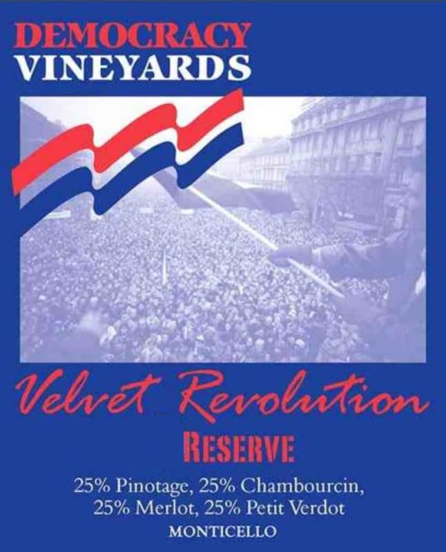 Democracy Vineyards Velvet Revolution Reserve 2014 Front Label
