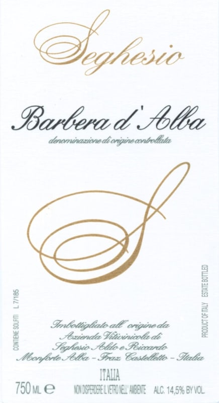 Fratelli Seghesio Barbera d'Alba 2014 Front Label