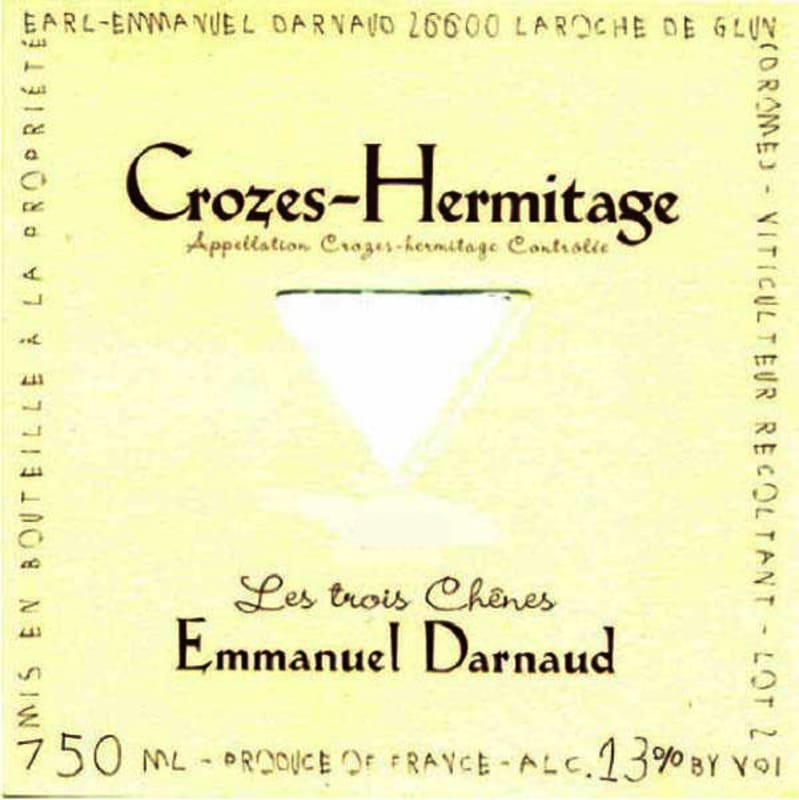 Emmanuel Darnaud Crozes-Hermitage Les Trois Chenes 2012 Front Label