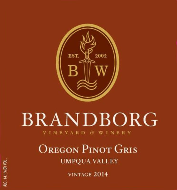 Brandborg Cellars Pinot Gris 2014 Front Label