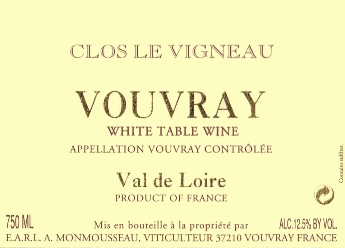 Chateau Gaudrelle Vouvray Clos le Vigneau 2010 Front Label