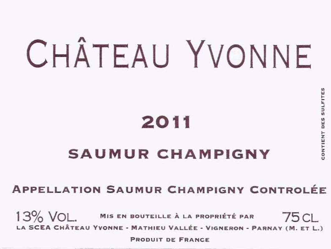 Chateau Yvonne Saumur Champigny Rouge 2011 Front Label