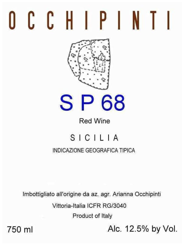 Arianna Occhipinti SP 68 Rosso 2010 Front Label