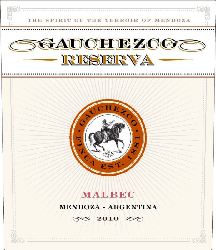 Gauchezco Reserva Malbec 2010 Front Label