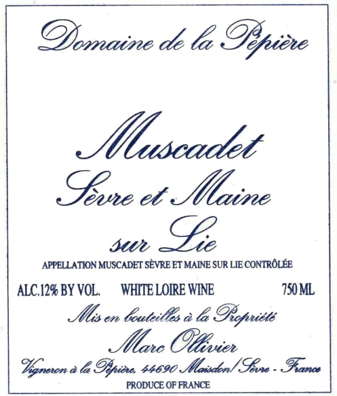 Domaine de la Pepiere Muscadet Sevre et Maine Sur Lie 2010 Front Label