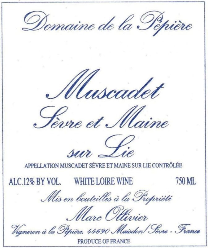 Domaine de la Pepiere Muscadet Sevre et Maine Sur Lie 2011 Front Label