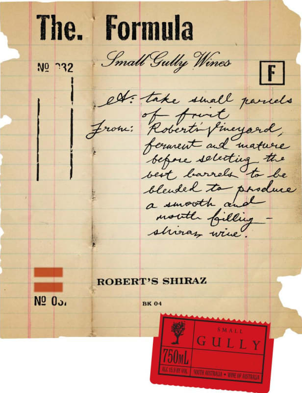 Small Gully The Formula Robert's Shiraz 2010 Front Label