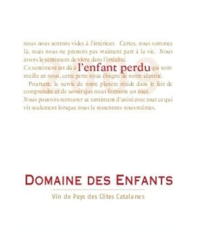 Domaine Des Enfants L'Enfant Perdu 2009 Front Label