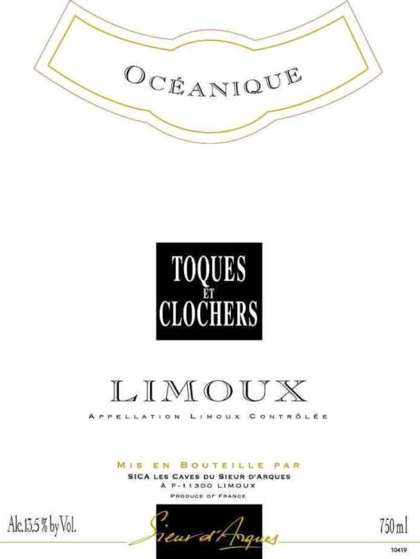 Sieur d'Arques Winery Limoux Oceanique Toques et Clochers Chardonnay 2012 Front Label