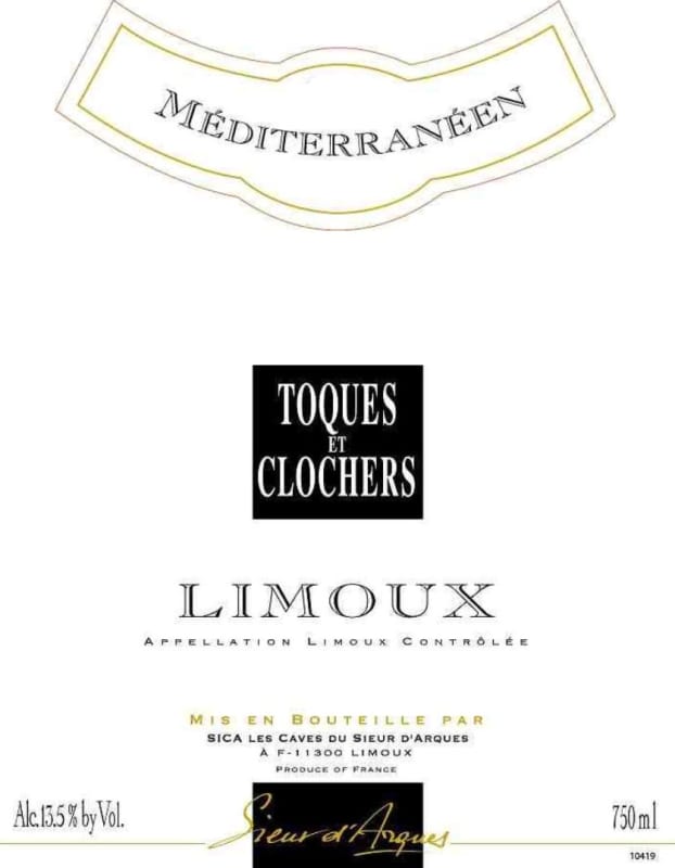 Sieur d'Arques Winery Limoux Mediterraneen Toques et Clochers Chardonnay 2014 Front Label