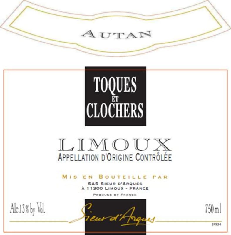 Sieur d'Arques Winery Limoux Toques et Clochers Autan 2013 Front Label