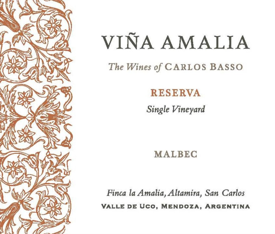 Vina Amalia Reserva Malbec 2013 Front Label
