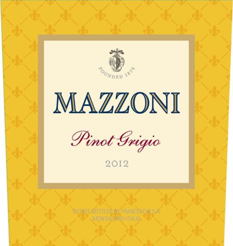 Mazzoni Pinot Grigio 2012 Front Label