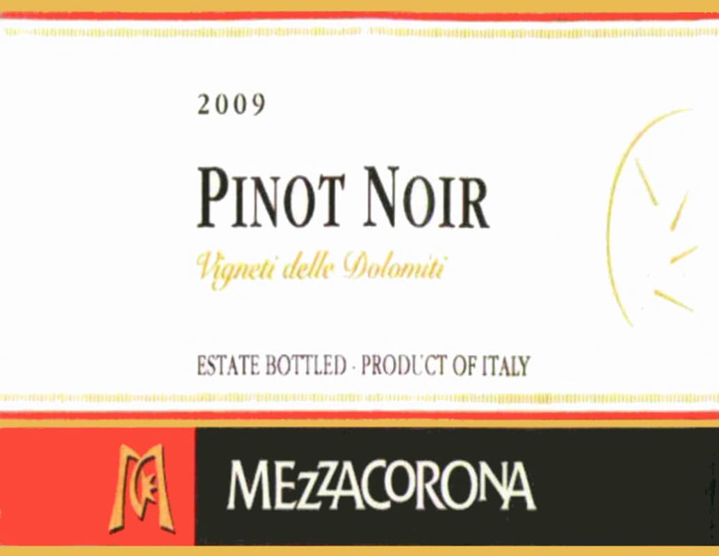 Mezzacorona Pinot Noir 2009 Front Label