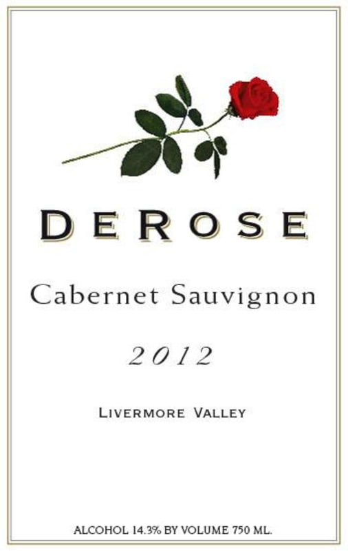 DeRose Vineyards Cabernet Sauvignon 2012 Front Label