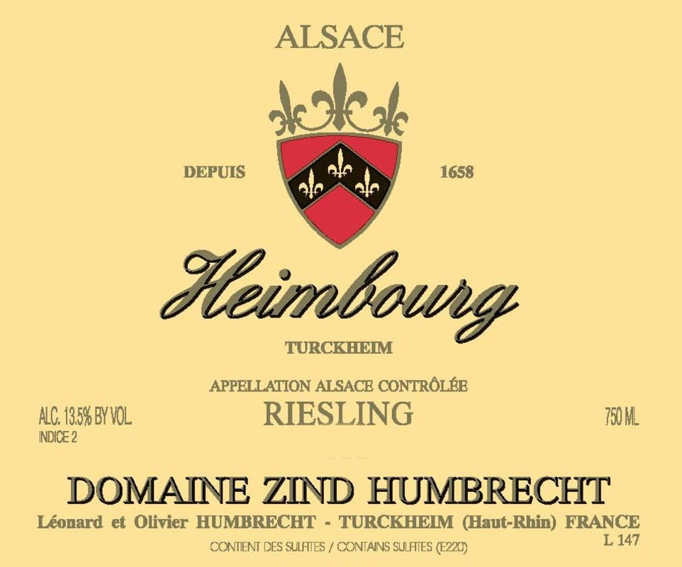 Zind-Humbrecht Heimbourg Riesling 2010 Front Label