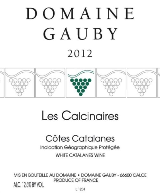 Domaine Gauby Calcinaires 2012 Front Label