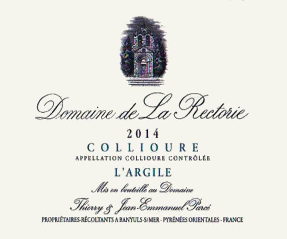 Domaine de la Rectorie Collioure L'Argile Blanc 2014 Front Label