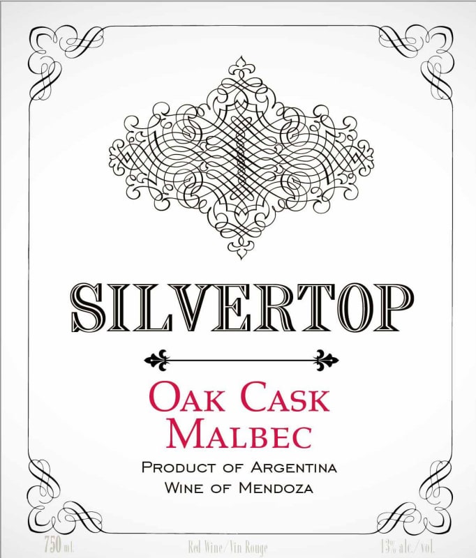 Silvertop Wine Oak Cask Malbec 2014 Front Label