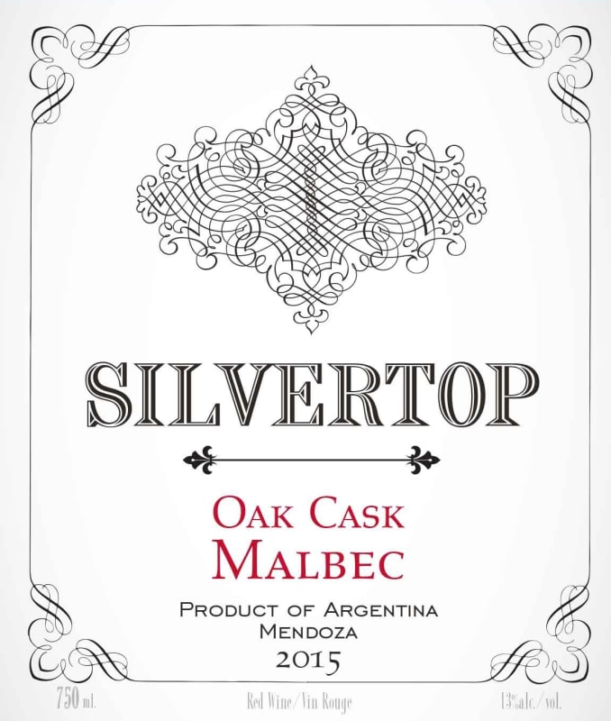 Silvertop Wine Oak Cask Malbec 2015 Front Label